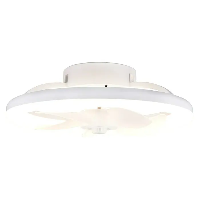 Trio Lighting Ventilador de techo Pajala - Blanco, 40 cm, Blanco cálido - Ventilador de techo blanco moderno con luz LED integrada y aspas visibles.