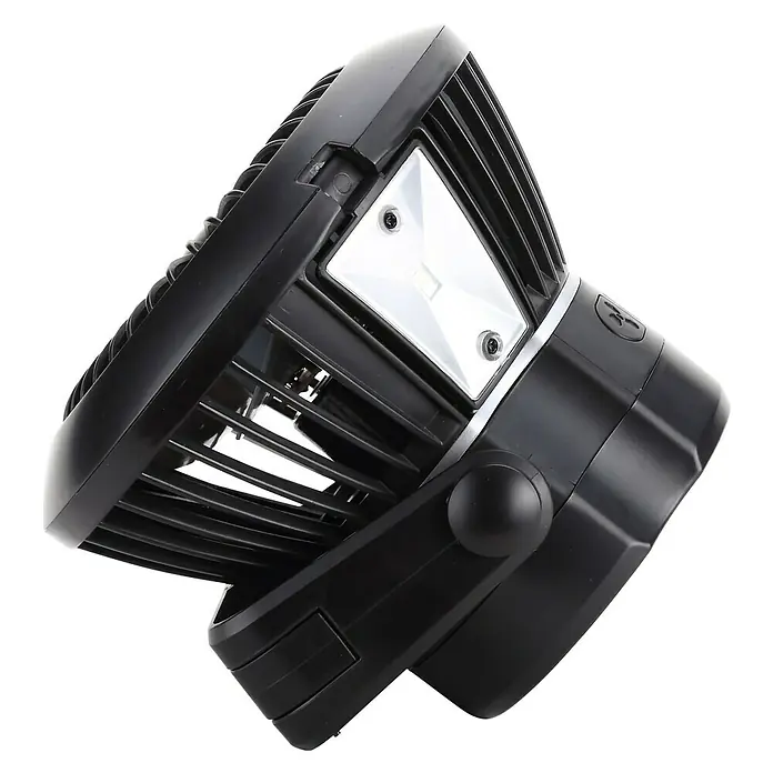 Fulmo Ventilador de suelo Bentu - Negro, 140 cm, Blanco cálido - Foco LED negro compacto con ventilador de refrigeración y panel de luz blanca brillante.