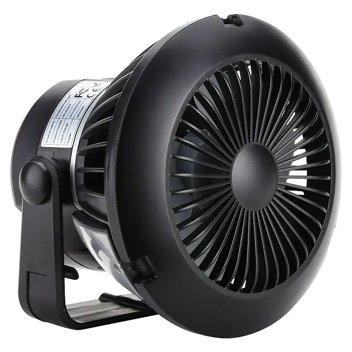 Fulmo Ventilador de suelo Bentu - Negro, 140 cm, Blanco cálido - Ventilador portátil negro con luz integrada y soporte.