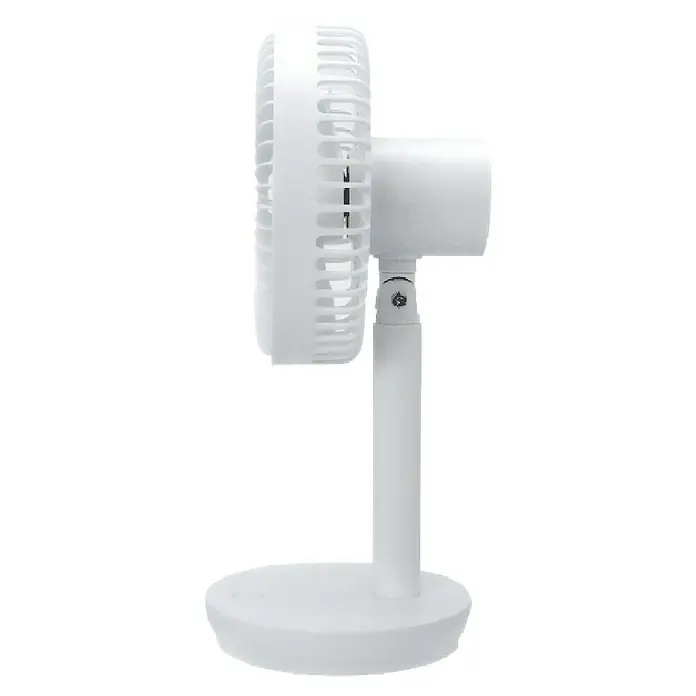 Fulmo Ventilador de sobremesa Voria - Blanco, 16,5 cm - Ventilador de mesa blanco ajustable con base redonda.