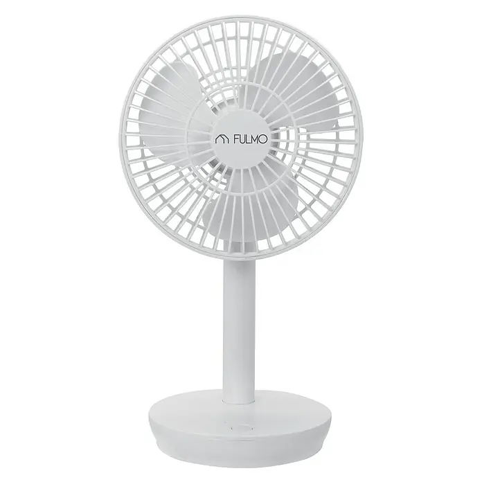 Fulmo Ventilador de sobremesa Voria - Blanco, 16,5 cm - Ventilador de mesa eléctrico FULMO blanco con rejilla protectora redonda.