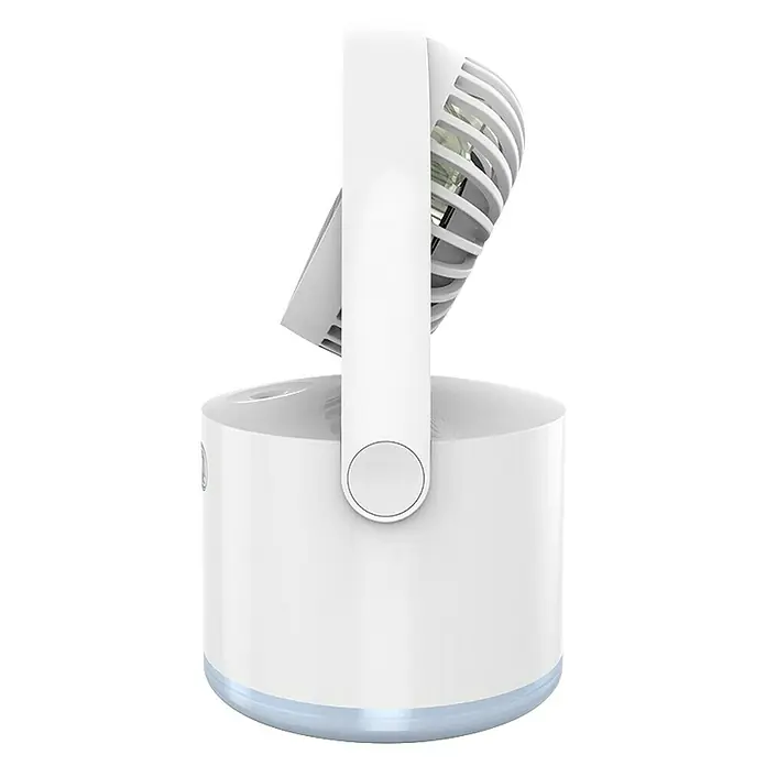 Fulmo Ventilador de sobremesa Nexo - Blanco, 10,5 cm - Ventilador portátil blanco con base cilíndrica y cabezal ajustable, de diseño moderno y minimalista.