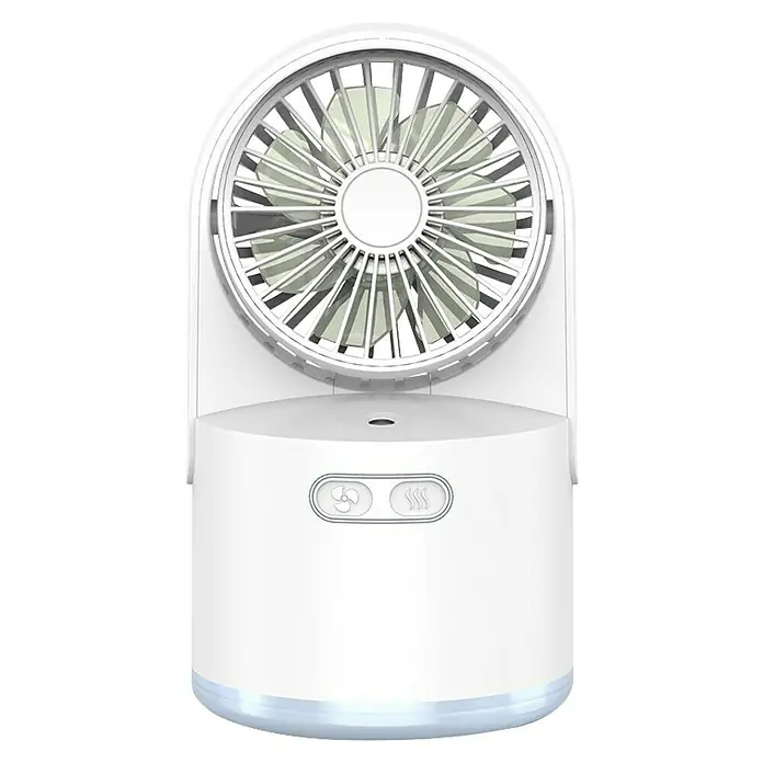 Fulmo Ventilador de sobremesa Nexo - Blanco, 10,5 cm - Ventilador portátil blanco con dos botones de control para modos de ventilador y calor/frío.