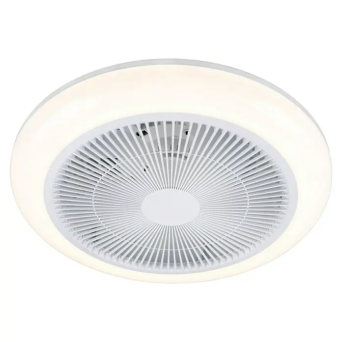 Trio Lighting Ventilador de techo Holmsund - Blanco, Diámetro: 46 cm, 26 W, RGB - Lámpara de techo redonda blanca con ventilador integrado y rejilla.