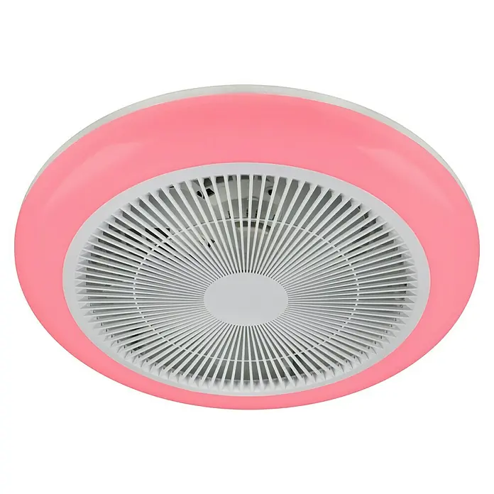 Trio Lighting Ventilador de techo Holmsund - Blanco, Diámetro: 46 cm, 26 W, RGB - Ventilador de techo redondo rosa y blanco con rejilla protectora blanca.