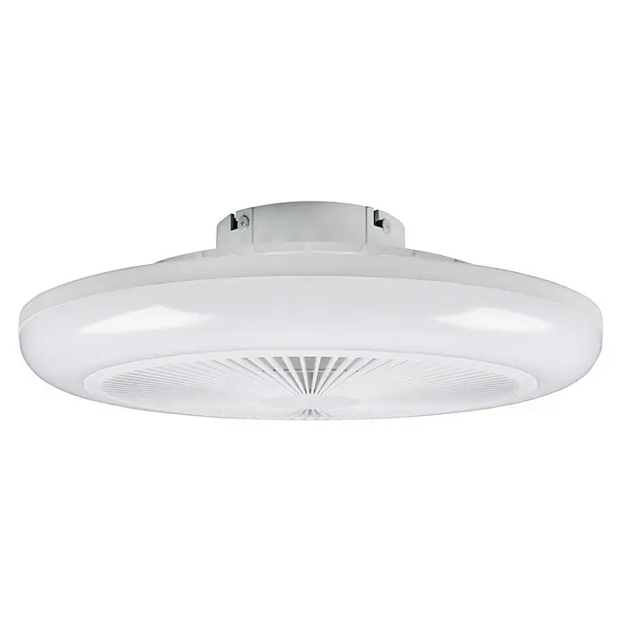 Trio Lighting Ventilador de techo Holmsund - Blanco, Diámetro: 46 cm, 26 W, RGB - Lámpara de techo redonda blanca con rejilla de ventilador integrada.
