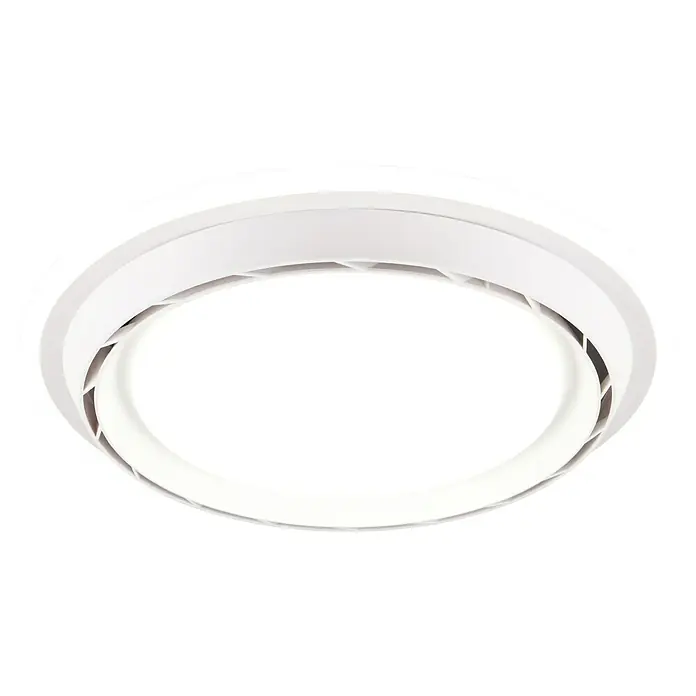 Trio Lighting Ventilador de techo Saarela - Blanco, Diámetro: 47 cm, 38 W, Blanco cálido - Luz LED circular blanca empotrada con un diseño moderno y en capas.