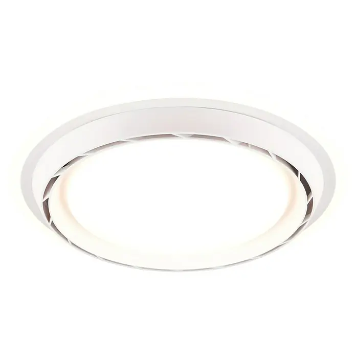 Trio Lighting Ventilador de techo Saarela - Blanco, Diámetro: 47 cm, 38 W, Blanco cálido - Luminaria redonda blanca moderna. Cuenta con un diseño en capas para una iluminación eficaz.