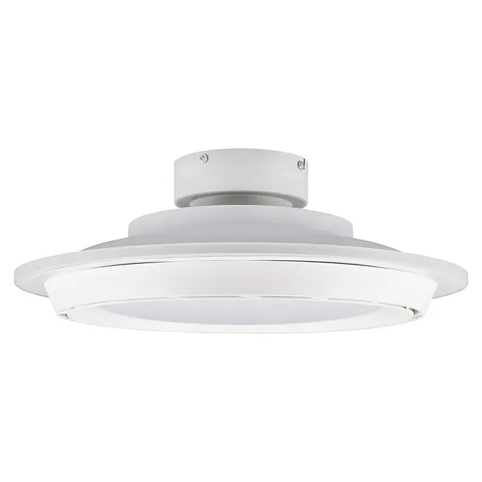 Trio Lighting Ventilador de techo Saarela - Blanco, Diámetro: 47 cm, 38 W, Blanco cálido - Lámpara de techo blanca con capas y panel LED integrado, diseñada para espacios modernos.