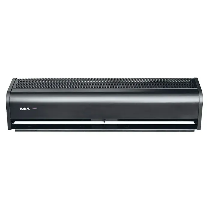 ZimaKlima Cortina de aire CL1500 - Negro, 180 W, 2.970 m³/h - Purificador de aire de pared negro con parte superior perforada, controles 'ON/OFF HIGH LOW' y salida de aire.