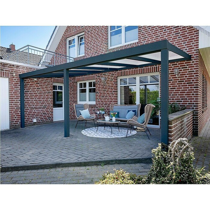 Gardendreams Terrassenüberdachung Elegance (B x T: 500 x 305,5 cm, Anthrazitgrau, Polycarbonat, Opal) | BAUHAUS