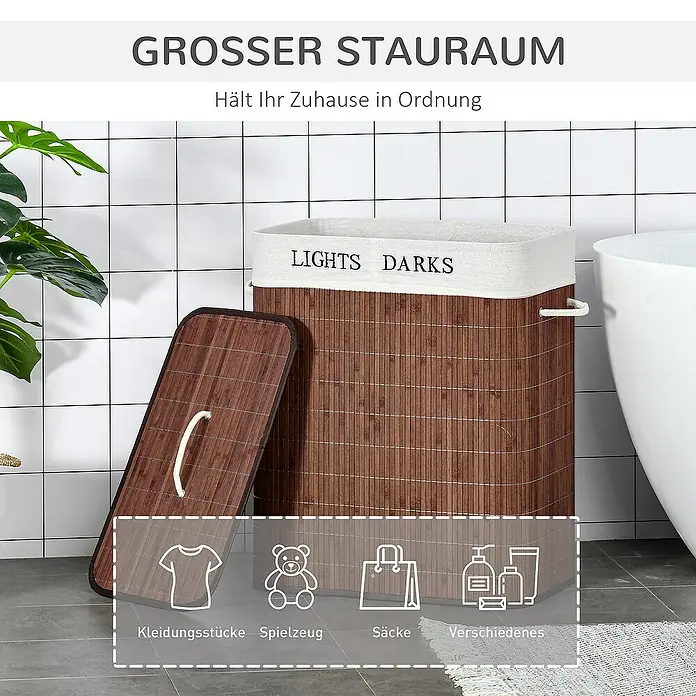 Homcom Allzweck-Korb - 52 x 32 x 63 cm, Polyester, Braun