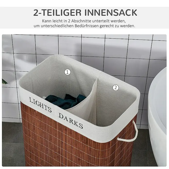 Homcom Allzweck-Korb - 52 x 32 x 63 cm, Polyester, Braun