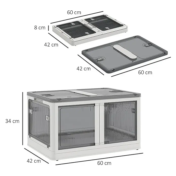 Homcom Aufbewahrungsbox - L x B x H: 60 x 42 x 34 cm, Kunststoff, Weiß