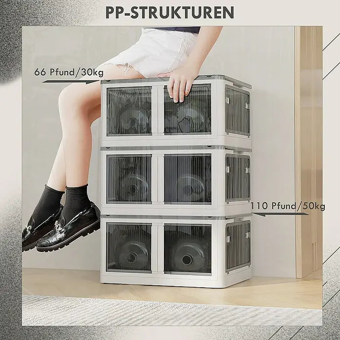 Homcom Aufbewahrungsbox - L x B x H: 60 x 42 x 34 cm, Kunststoff, Weiß