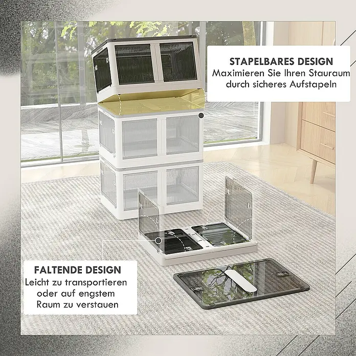Homcom Aufbewahrungsbox - L x B x H: 60 x 42 x 34 cm, Kunststoff, Weiß