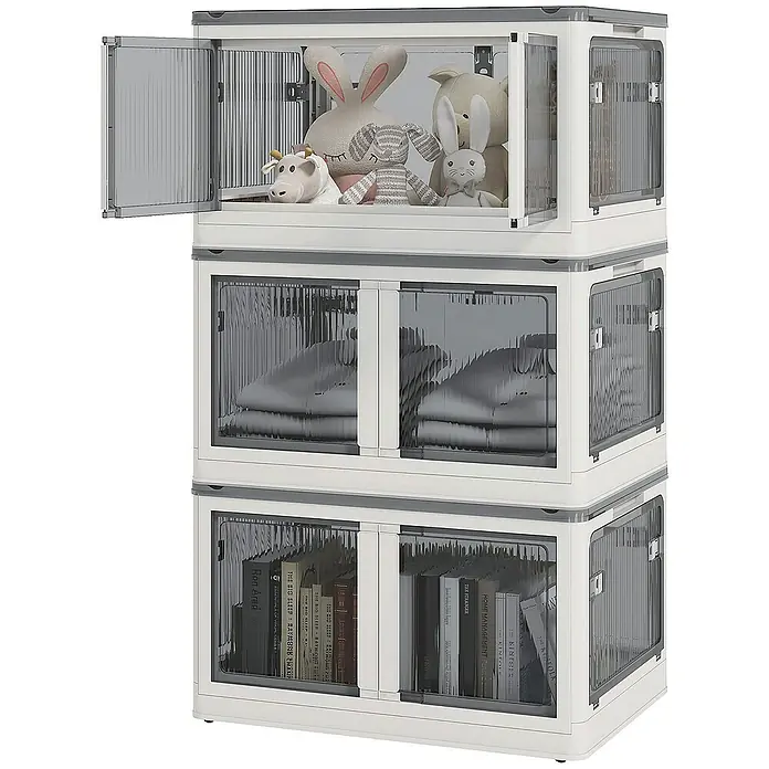 Homcom Aufbewahrungsbox - L x B x H: 60 x 42 x 102 cm, Kunststoff, Weiß