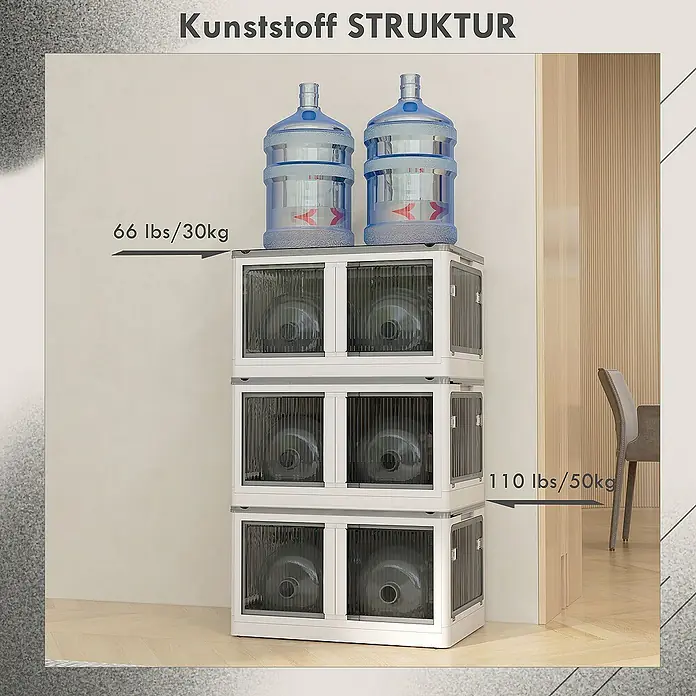 Homcom Aufbewahrungsbox - L x B x H: 60 x 42 x 102 cm, Kunststoff, Weiß