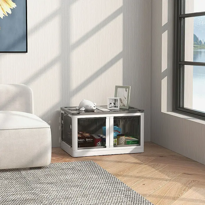 Homcom Aufbewahrungsbox - L x B x H: 60 x 42 x 34 cm, Kunststoff, Weiß