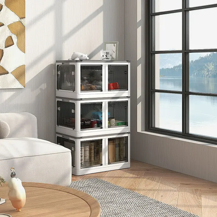 Homcom Aufbewahrungsbox - L x B x H: 60 x 42 x 102 cm, Kunststoff, Weiß