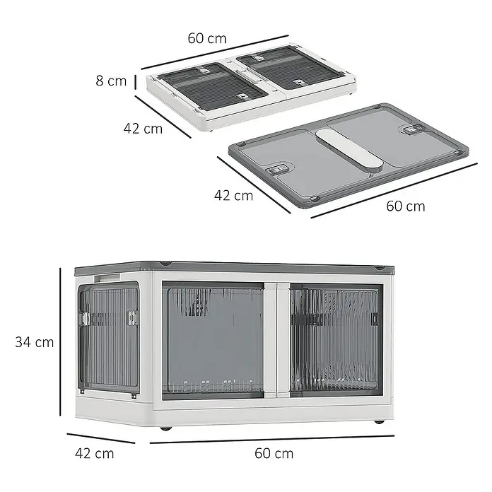 Homcom Aufbewahrungsbox - L x B x H: 60 x 42 x 102 cm, Kunststoff, Weiß