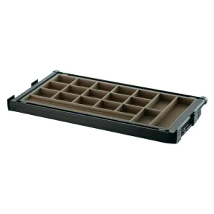 Estante extensible para joyas - L x An x Al: 485 x 464 x 70 mm, Ajuste de la anchura: 664 mm - 714 mm, Terciopelo - Inserto de cajón con compartimentos para guardar joyas o objetos pequeños, ideal para organizar tu armario.