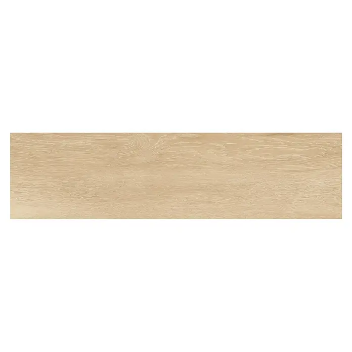 Halcón Pavimento porcelánico Atelier - 15,5 x 58,9 cm, Natural, Mate - Superficie de madera clara con textura de veta natural.