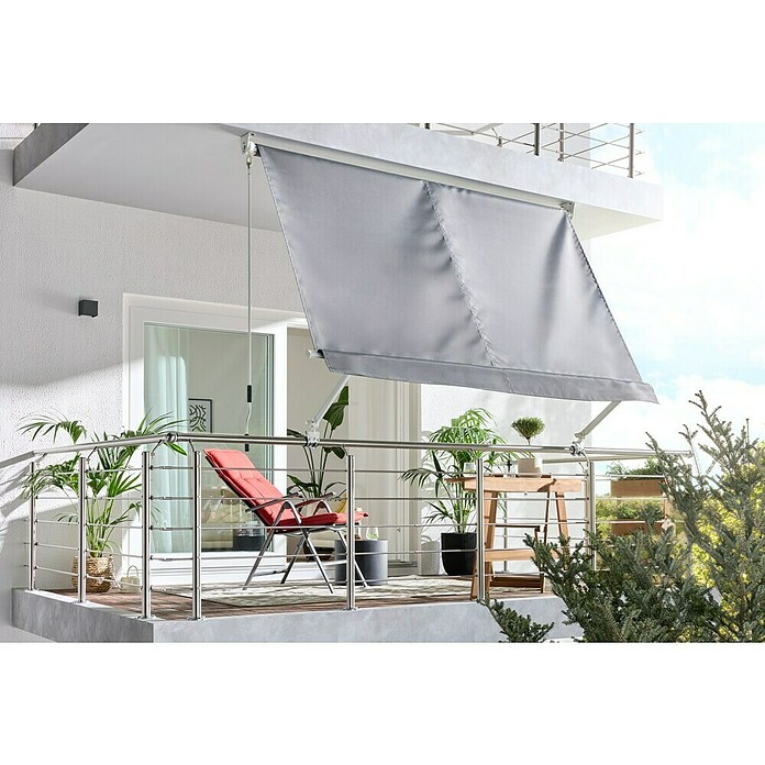 Sunfun Balkonverschattung / Balkonmarkise (Grau, Breite: 2,45 m, Ausfall: 2,45 m) | BAUHAUS