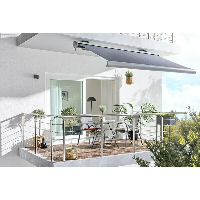 Sunfun LED-Vollkassettenmarkise (Anthrazit, Breite: 2,5 m, Ausfall: 1,5 m) | BAUHAUS