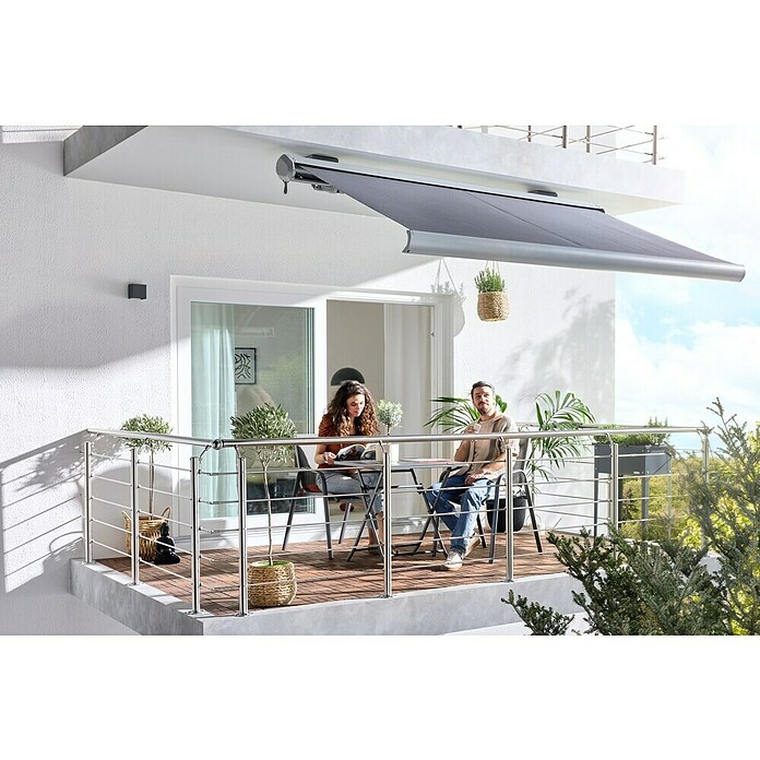 Sunfun LED-Vollkassettenmarkise (Anthrazit, Breite: 2,5 m, Ausfall: 1,5 m) | BAUHAUS
