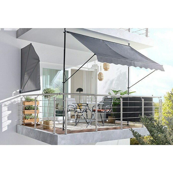 Sunfun Klemmmarkise / Senkrechtmarkise (Anthrazit, Breite: 2,5 m, Ausfall: 1,3 m) | BAUHAUS