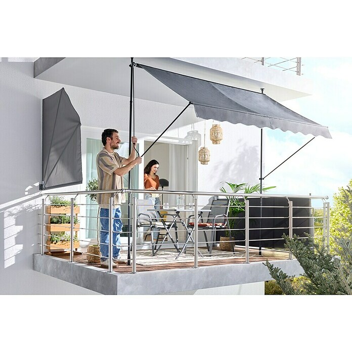 Sunfun Klemmmarkise / Senkrechtmarkise (Anthrazit, Breite: 2,5 m, Ausfall: 1,3 m) | BAUHAUS