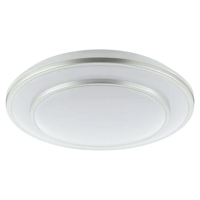 Brilliant LED-Deckenleuchte rund Luciano - 25 W, Ø x H: 39 x 7,8 cm, Weiß, Neutralweiß - Runde weiße LED-Deckenleuchte mit silberfarbenen Metallakzenten.