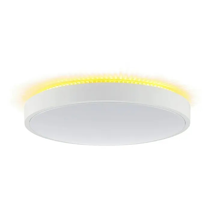 Brilliant LED-Deckenleuchte rund Solistra - 24 W, Ø x H: 44,5 x 9,5 cm, Weiß, Neutralweiß - Weiße, runde LED-Deckenleuchte mit warmgelbem Lichtschein am oberen Rand.