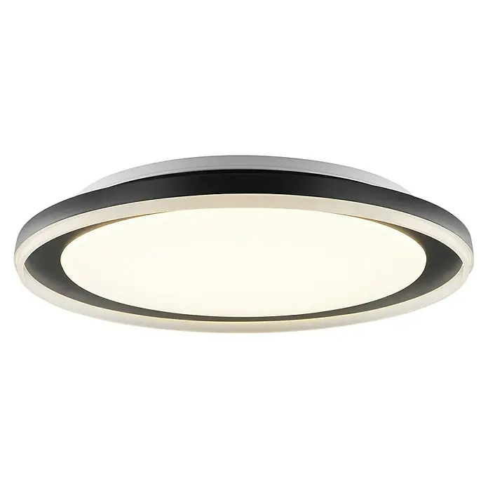 Brilliant LED-Deckenleuchte rund Pederson - 26 W, Ø x H: 45 x 9,5 cm, Schwarz, Neutralweiß - Moderne runde LED-Deckenleuchte mit schwarzem und weißem Rahmen.