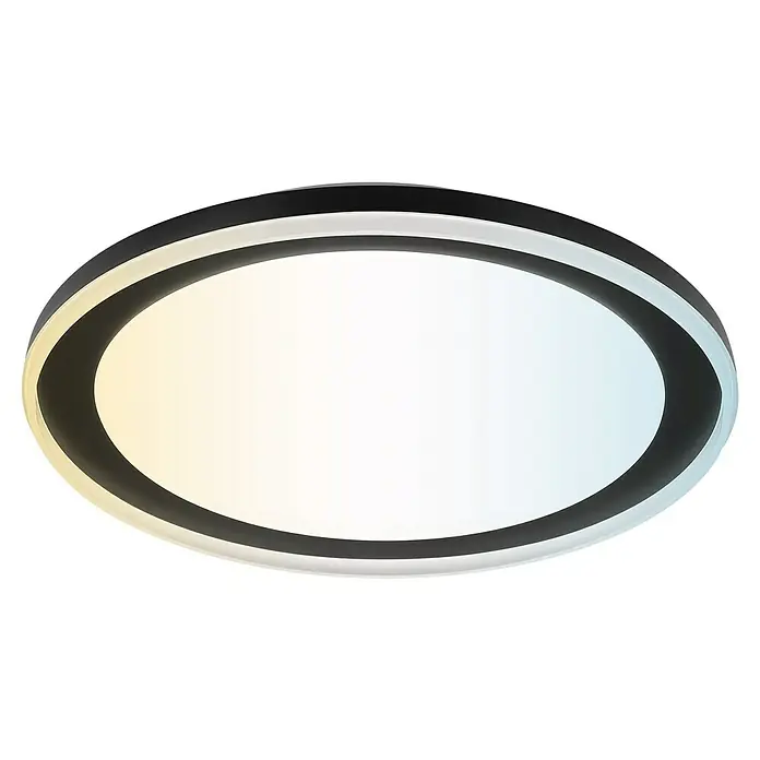 Brilliant LED-Deckenleuchte rund Pederson - 26 W, Ø x H: 45 x 9,5 cm, Schwarz, Neutralweiß - Ovale LED Deckenleuchte mit schwarzem Rahmen und einstellbarem weißem Licht.
