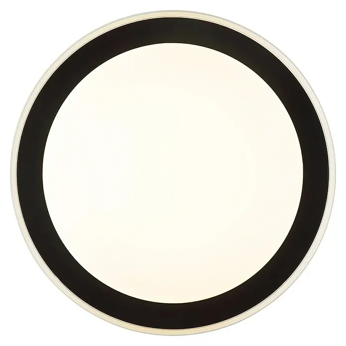 Brilliant LED-Deckenleuchte rund Pederson - 26 W, Ø x H: 45 x 9,5 cm, Schwarz, Neutralweiß - Moderne runde LED-Deckenleuchte mit schwarzem Außenring und beleuchteter weißer Mitte.