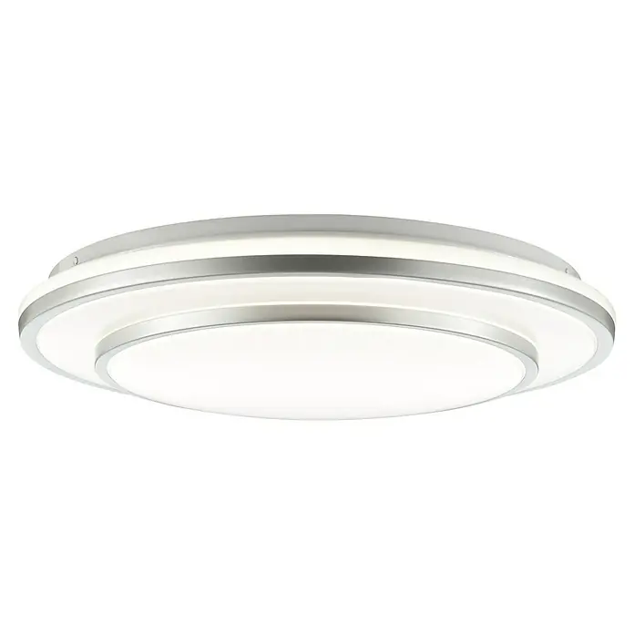 Brilliant LED-Deckenleuchte rund Luciano - 25 W, Ø x H: 39 x 7,8 cm, Weiß, Neutralweiß - Geschichtete runde LED-Deckenleuchte mit gebürstetem Silberfinish und weißen Diffusoren.