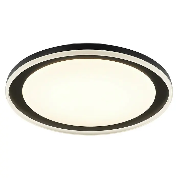 Brilliant LED-Deckenleuchte rund Pederson - 26 W, Ø x H: 45 x 9,5 cm, Schwarz, Neutralweiß - Moderne ovale LED-Deckenleuchte mit schwarzem Rahmen und weißem beleuchteten Diffusor.