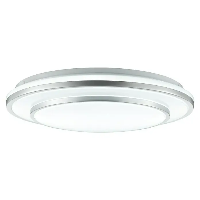 Brilliant LED-Deckenleuchte rund Luciano - 25 W, Ø x H: 39 x 7,8 cm, Weiß, Neutralweiß - Runde LED-Deckenleuchte mit weißem Diffusor und silbernen Ringen.