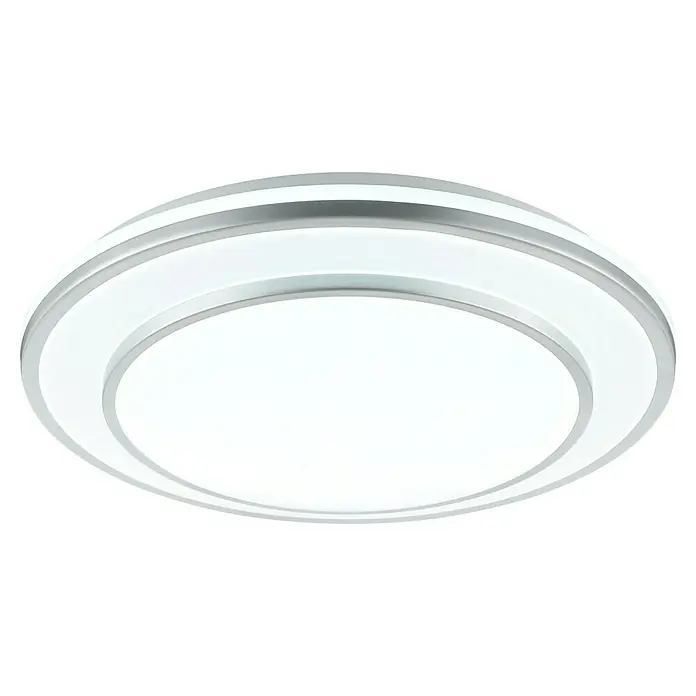 Brilliant LED-Deckenleuchte rund Luciano - 25 W, Ø x H: 39 x 7,8 cm, Weiß, Neutralweiß - Runde LED-Deckenleuchte mit weißem Diffusor und silberfarbenen Metallakzenten.