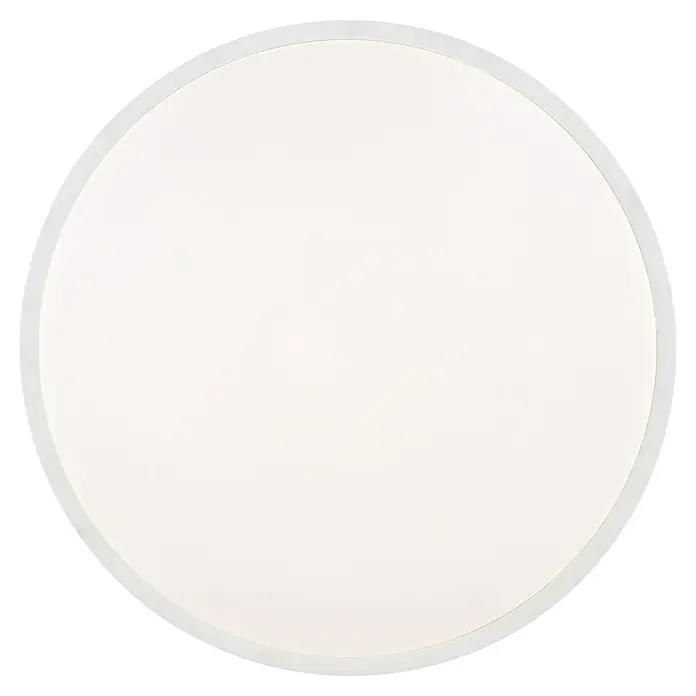 Brilliant LED-Deckenleuchte rund Solistra - 24 W, Ø x H: 44,5 x 9,5 cm, Weiß, Neutralweiß - Rundes weißes LED-Panel mit schmalem hellgrauem Rahmen.