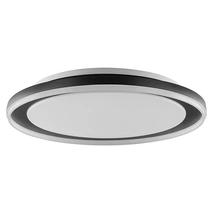 Brilliant LED-Deckenleuchte rund Pederson - 26 W, Ø x H: 45 x 9,5 cm, Schwarz, Neutralweiß - Moderne runde LED-Deckenleuchte mit geschichteten schwarzen, grauen und weißen Elementen.