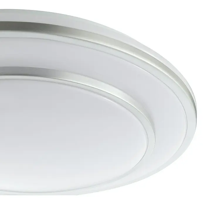 Brilliant LED-Deckenleuchte rund Luciano - 25 W, Ø x H: 39 x 7,8 cm, Weiß, Neutralweiß - Weiße runde LED-Deckenleuchte mit gebürstetem silbernem Akzentring.