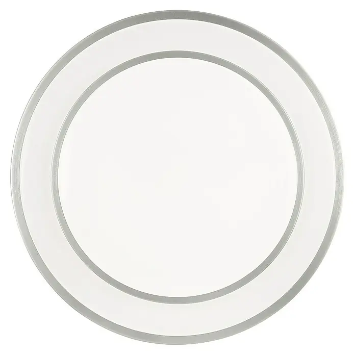 Brilliant LED-Deckenleuchte rund Luciano - 25 W, Ø x H: 39 x 7,8 cm, Weiß, Neutralweiß - Runde weiße LED-Deckenleuchte mit silbernem Rand.