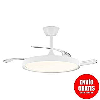 Cristal Record Ventilador de techo Polaris (Blanco, 106 cm, 30 W, Blanco cálido)