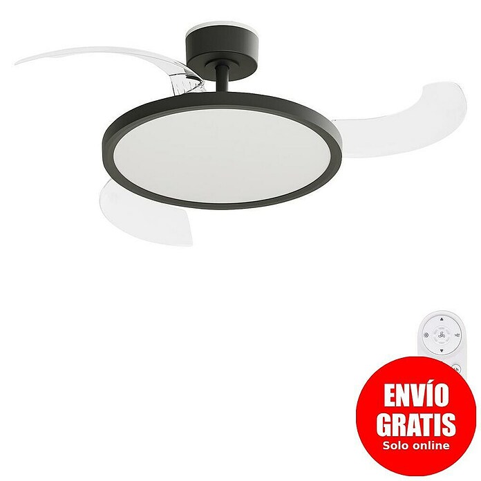 Arte confort Ventilador de techo Vetra M (Negro, 107 cm, 29,8 W, Blanco cálido) | BAUHAUS