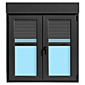 Ventana de PVC practicable-oscilobatiente (105 x 118 cm, Derecha, Gris grafito, Con persiana de PVC y mosquitera) | BAUHAUS
