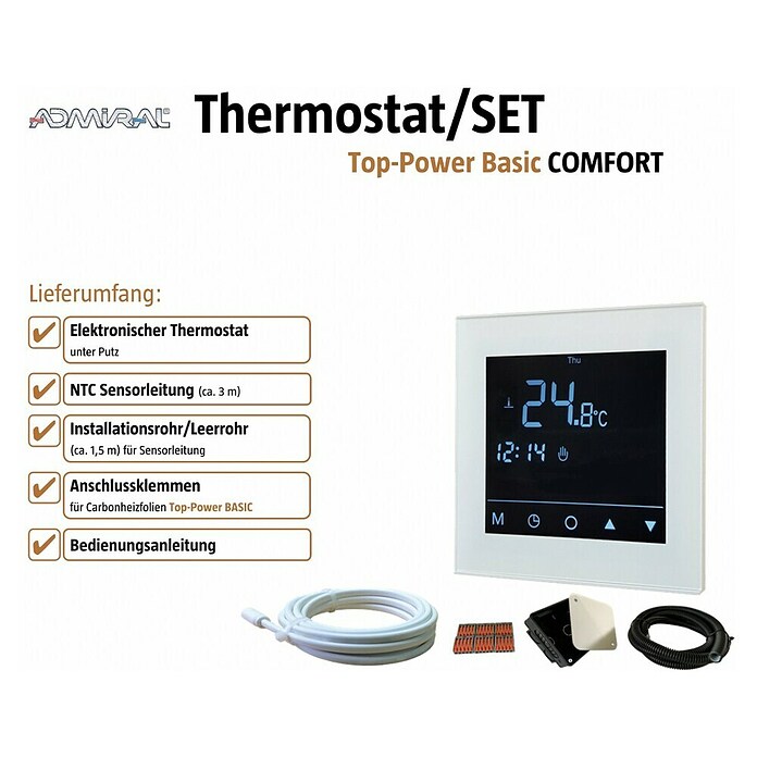 Admiral Regel-Set Top-Power Comfort (Digital, Einsatzbereich: Laminat/Parkett, Beheizbare Fläche: 20 m²)