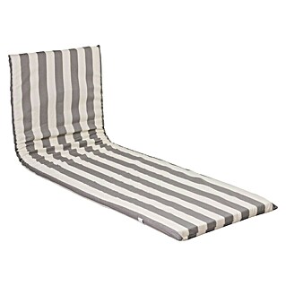 Cojín para tumbona (Tumbona, 1 ud., L x An x Al: 190 x 60 x 5,5 cm, Gris/Blanco)